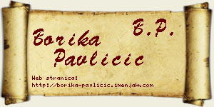 Borika Pavličić vizit kartica
